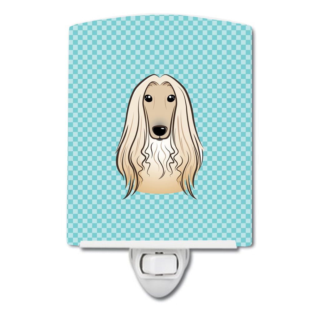 BB1182CNL Checkerboard Blue Afghan Hound Ceramic Night Light