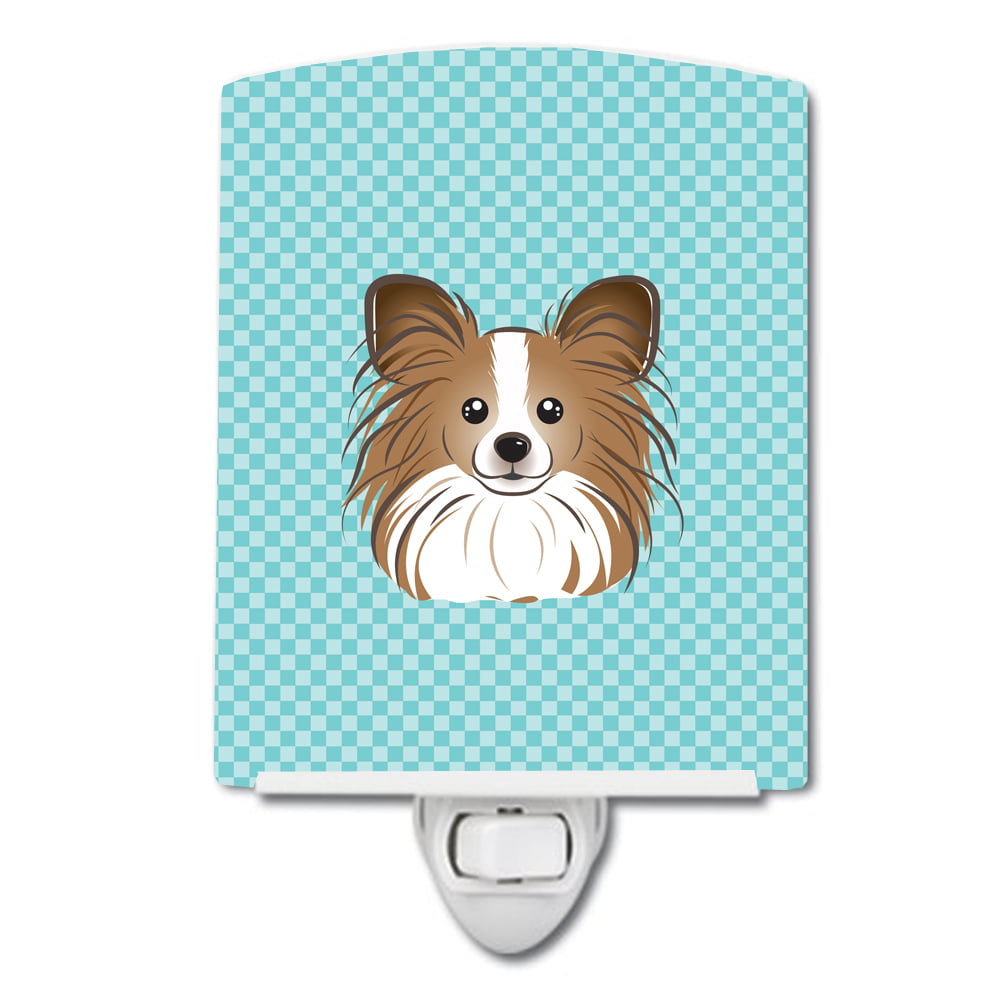 BB1186CNL Checkerboard Blue Papillon Ceramic Night Light