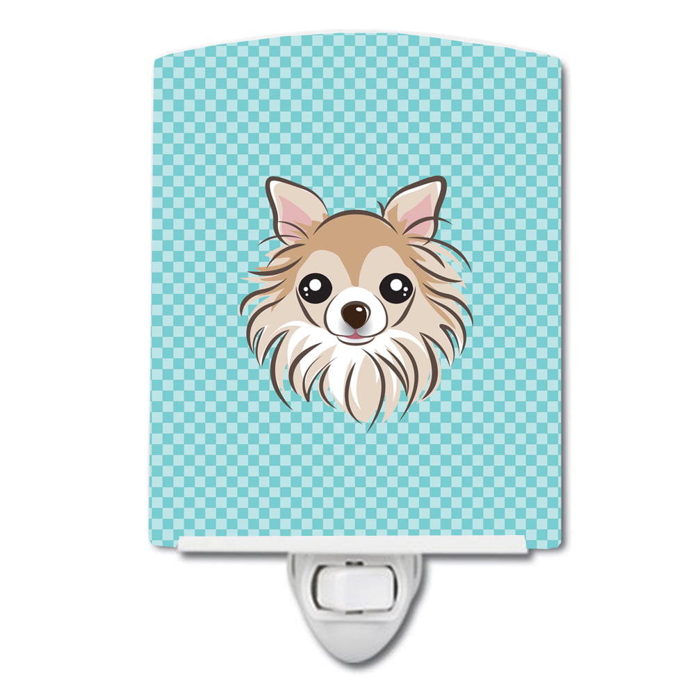 Checkerboard Blue Chihuahua Ceramic Night Light