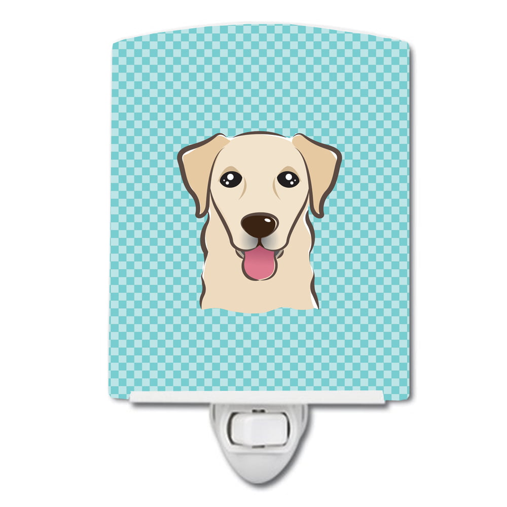 Checkerboard Blue Golden Retriever Ceramic Night Light