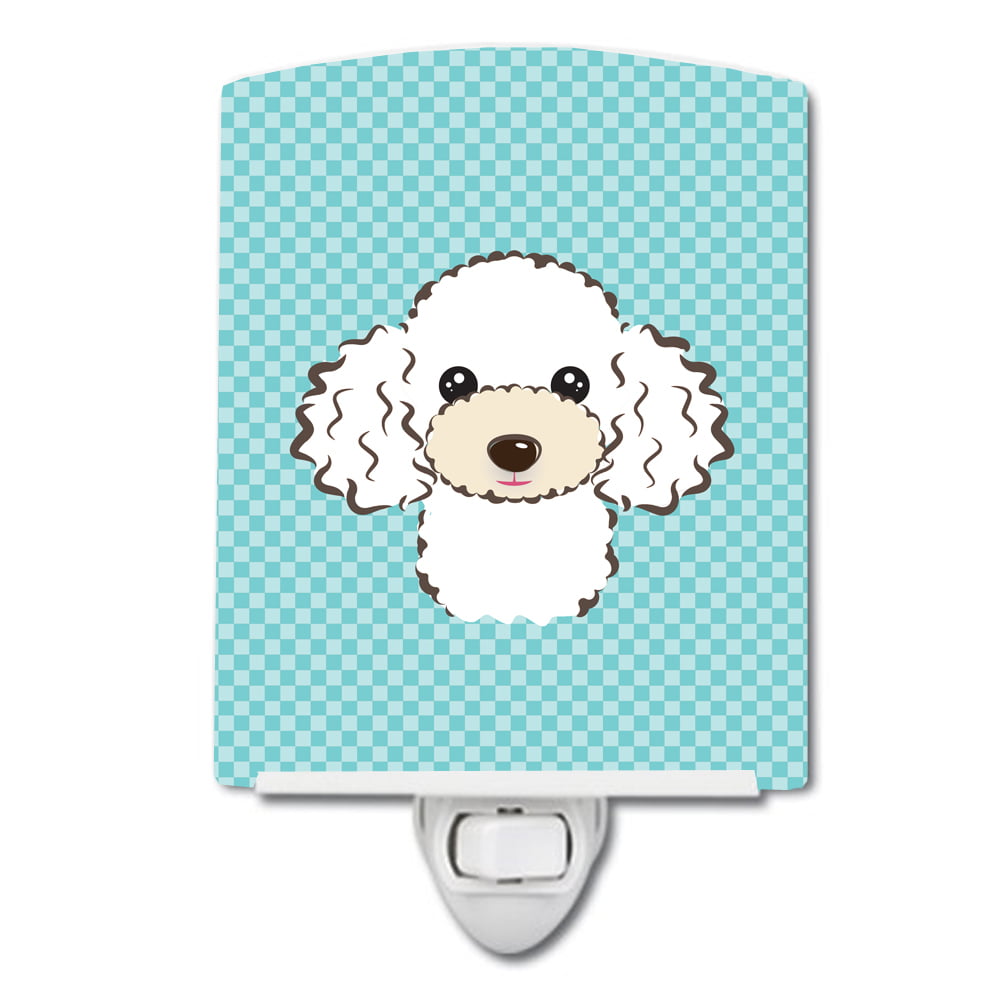 BB1195CNL Checkerboard Blue White Poodle Ceramic Night Light
