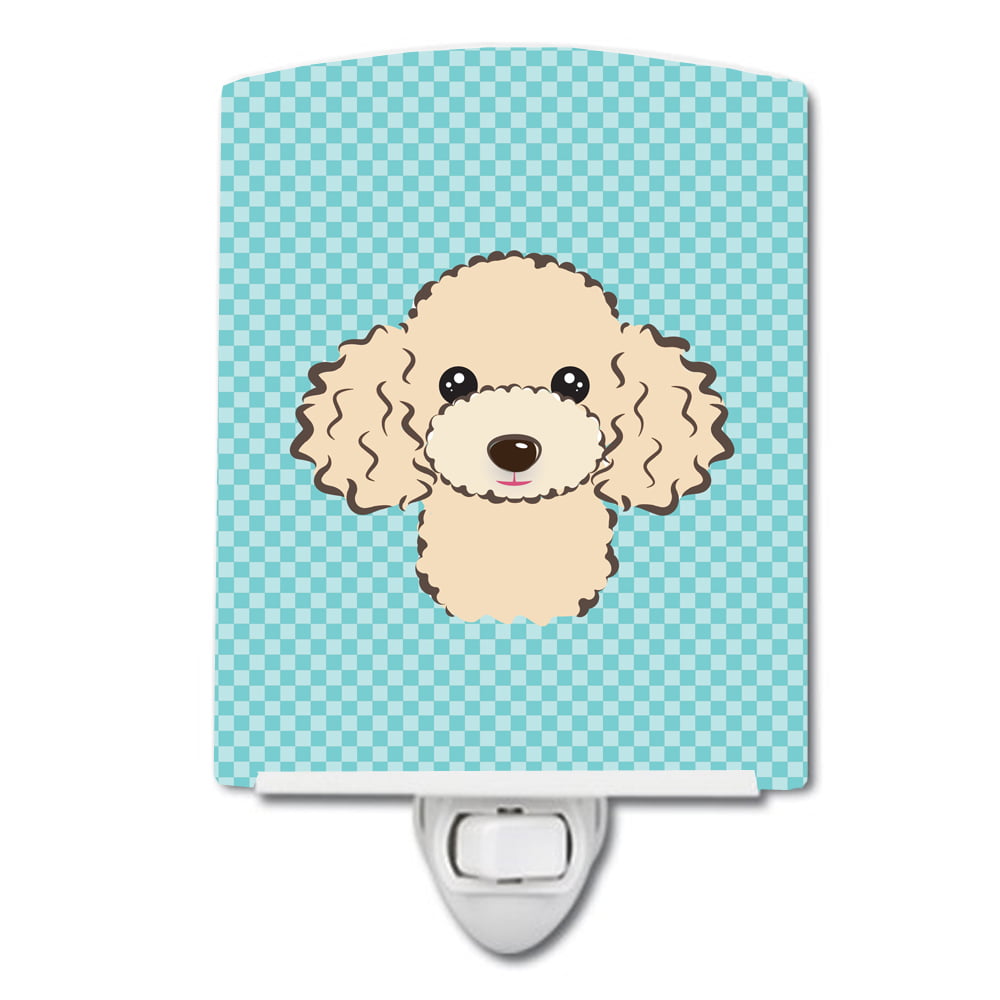 Checkerboard Blue Poodle Ceramic Night Light