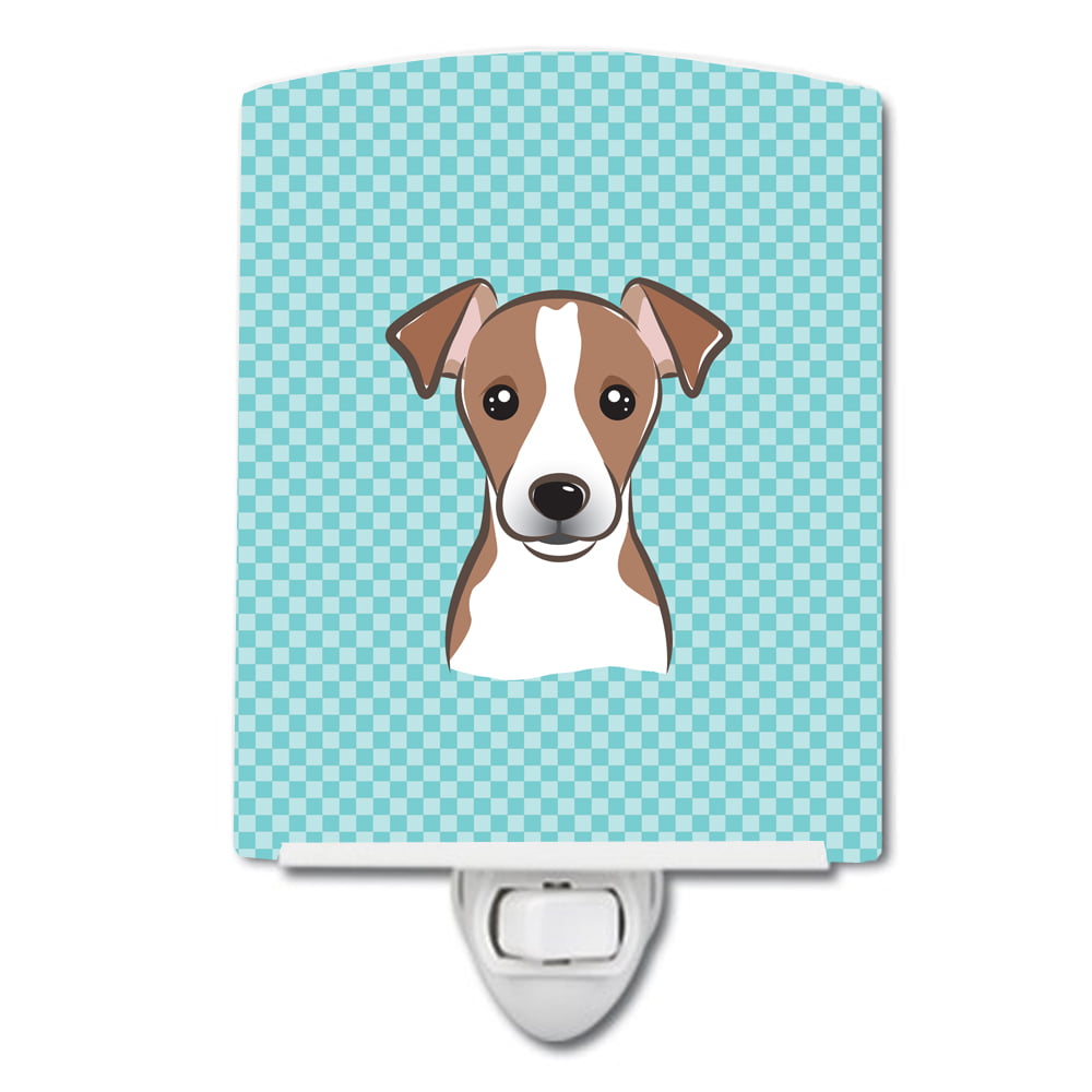 Checkerboard Blue Jack Russell Terrier Ceramic Night Light