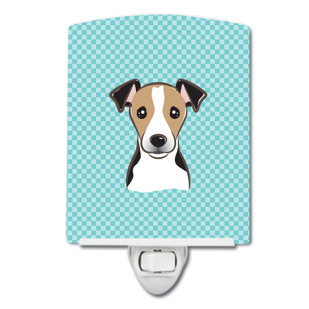 Checkerboard Blue Jack Russell Terrier Ceramic Night Light