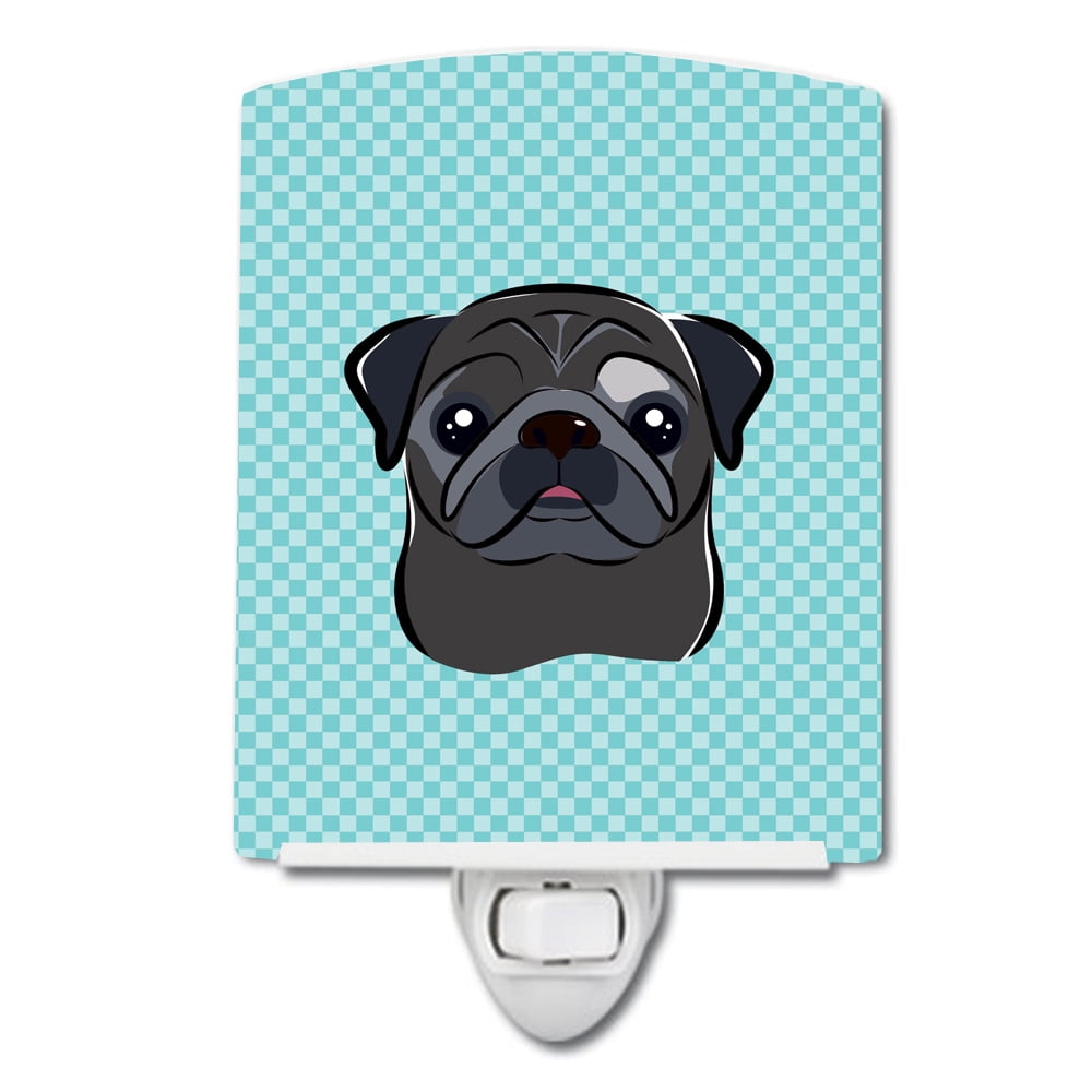 BB1201CNL Checkerboard Blue Black Pug Ceramic Night Light