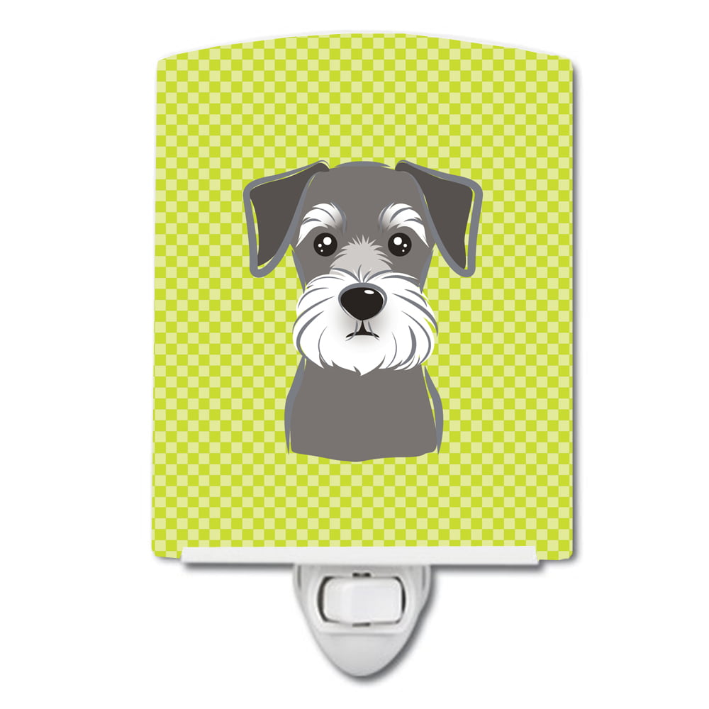 BB1268CNL Checkerboard Lime Green Schnauzer Ceramic Night Light