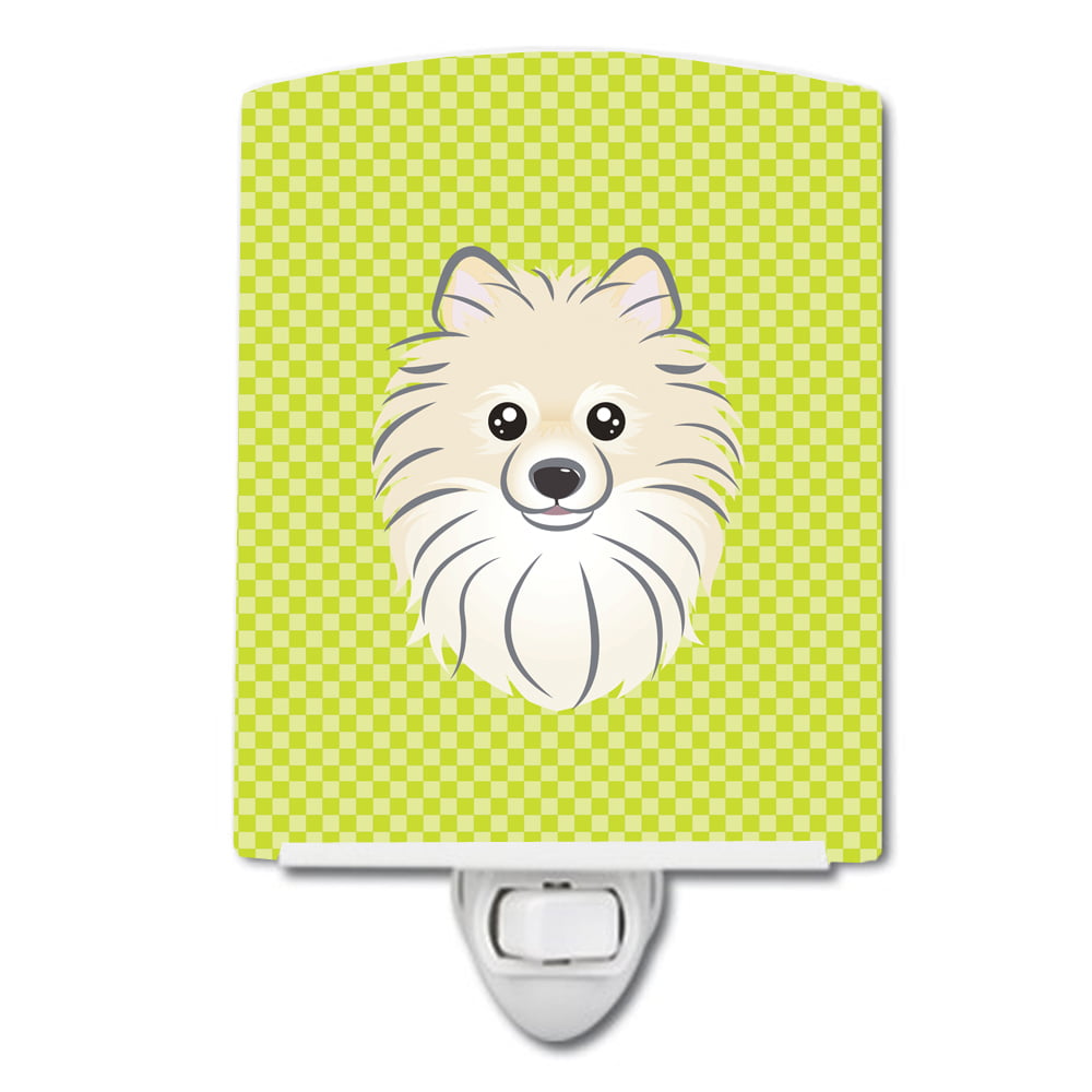 Checkerboard Lime Green Pomeranian Ceramic Night Light
