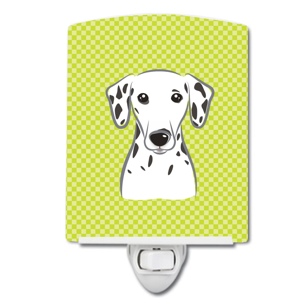 Checkerboard Lime Green Dalmatian Ceramic Night Light