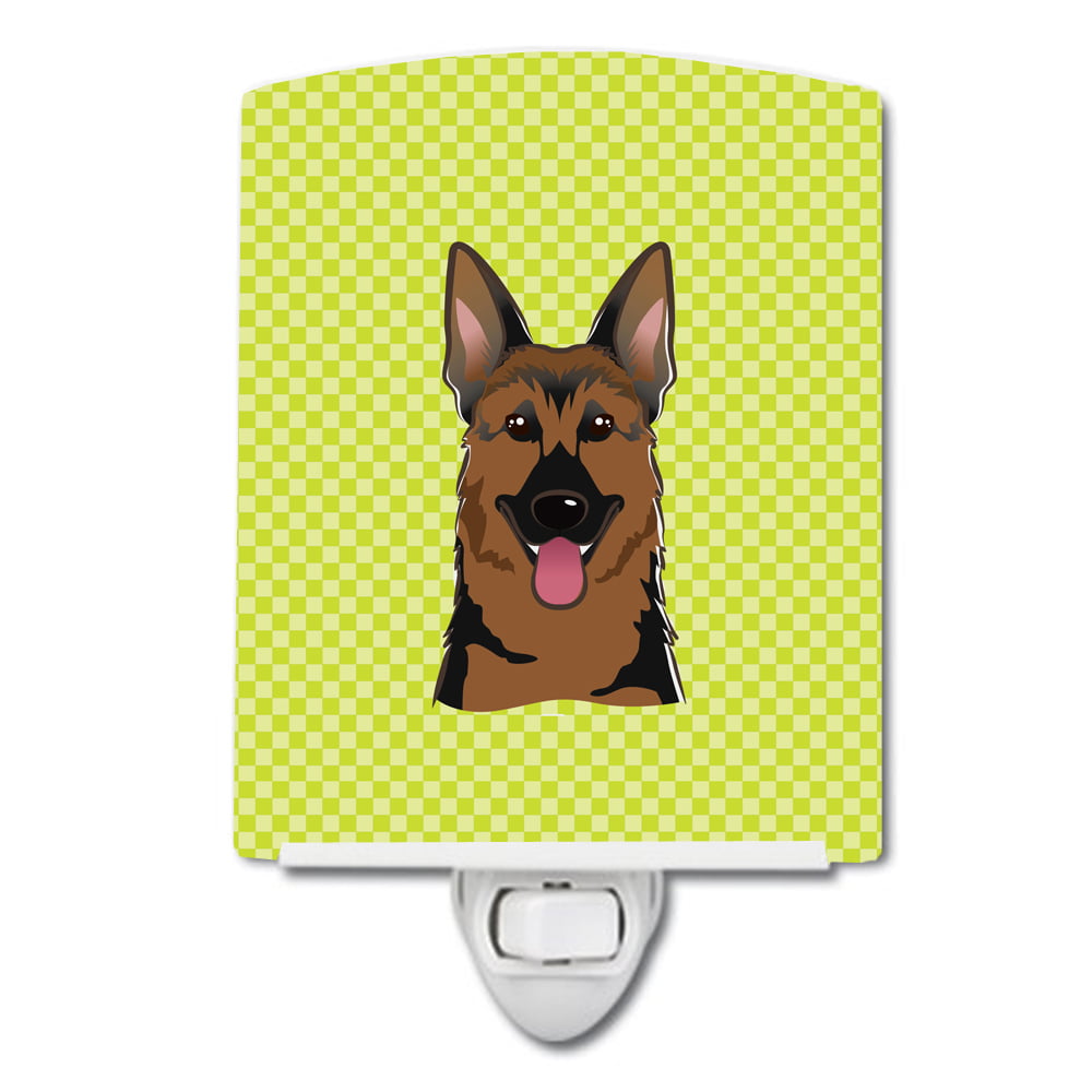 BB1273CNL Checkerboard Lime Green German Shepherd Ceramic Night Light