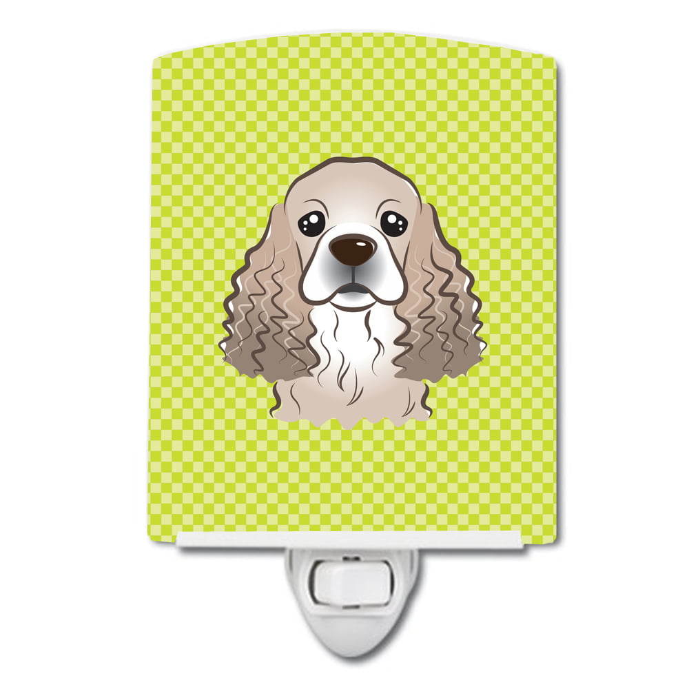 BB1278CNL Checkerboard Lime Green Cocker Spaniel Ceramic Night Light