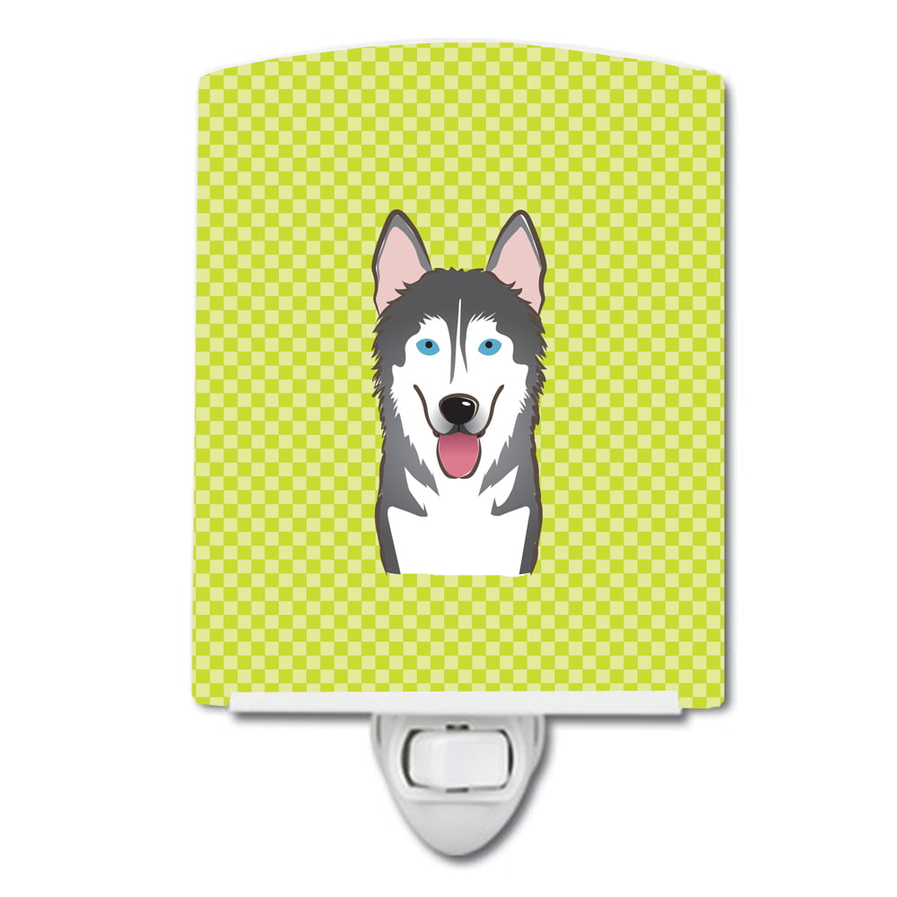 BB1280CNL Checkerboard Lime Green Alaskan Malamute Ceramic Night Light