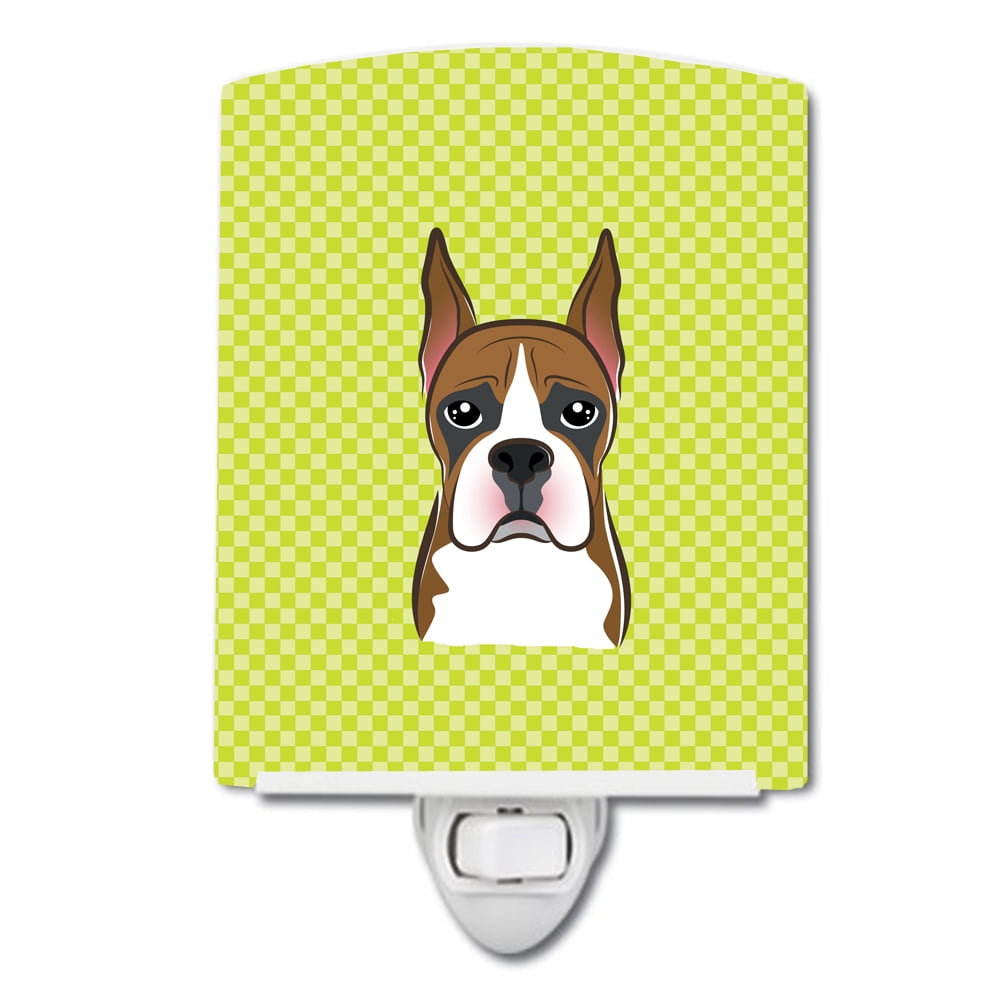 BB1285CNL Checkerboard Lime Green Boxer Ceramic Night Light