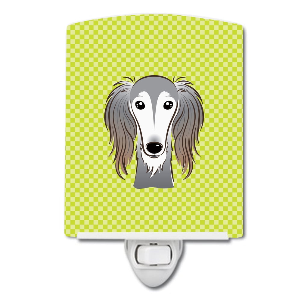 BB1291CNL Checkerboard Lime Green Saluki Ceramic Night Light