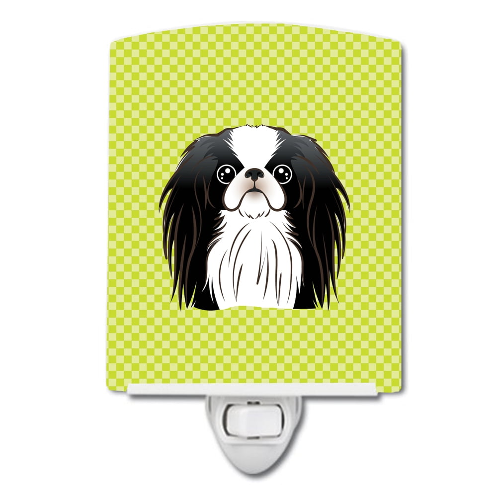Checkerboard Lime Green Japanese Chin Ceramic Night Light