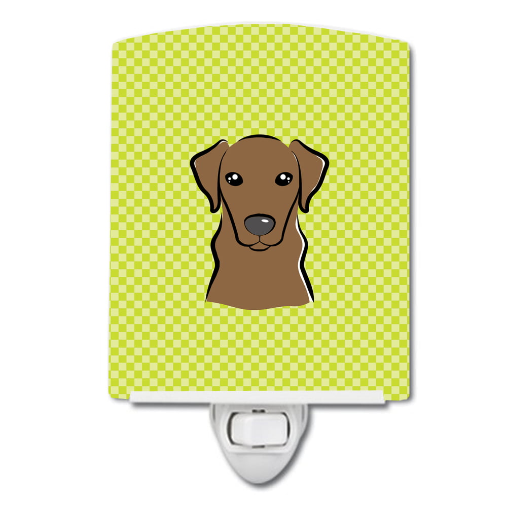 BB1296CNL Checkerboard Lime Green Chocolate Labrador Ceramic Night Light