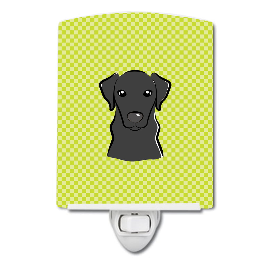 BB1297CNL Checkerboard Lime Green Black Labrador Ceramic Night Light