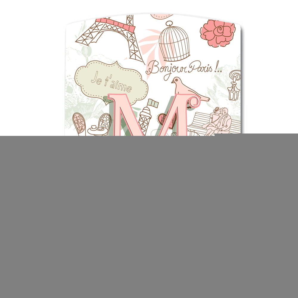 Letter M Love in Paris Pink Ceramic Night Light