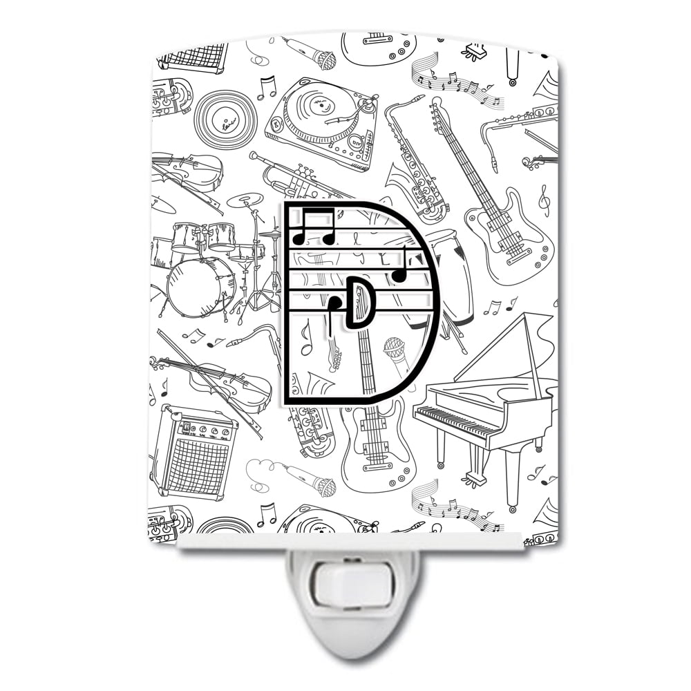 Letter D Musical Note Letters Ceramic Night Light
