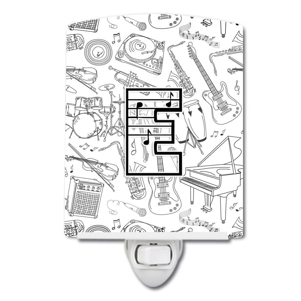 Letter E Musical Note Letters Ceramic Night Light