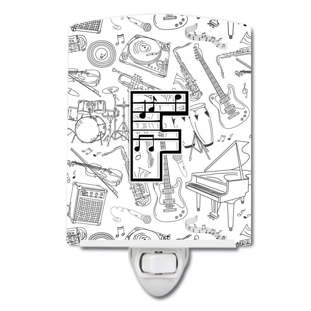 Letter F Musical Note Letters Ceramic Night Light