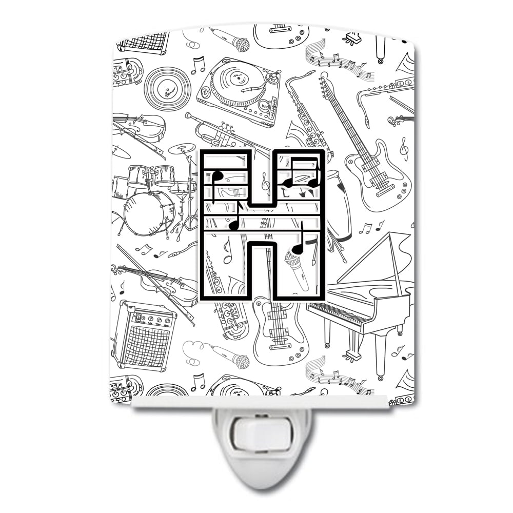Letter H Musical Note Letters Ceramic Night Light