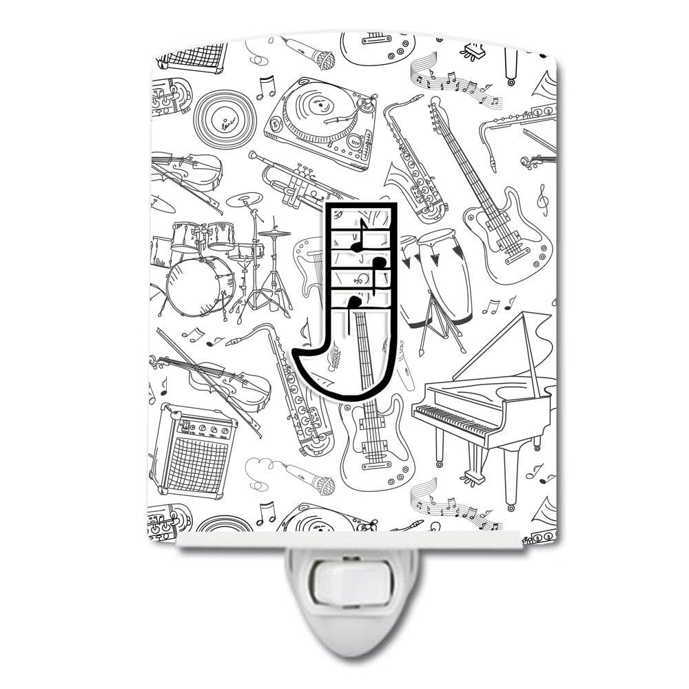 Letter J Musical Note Letters Ceramic Night Light