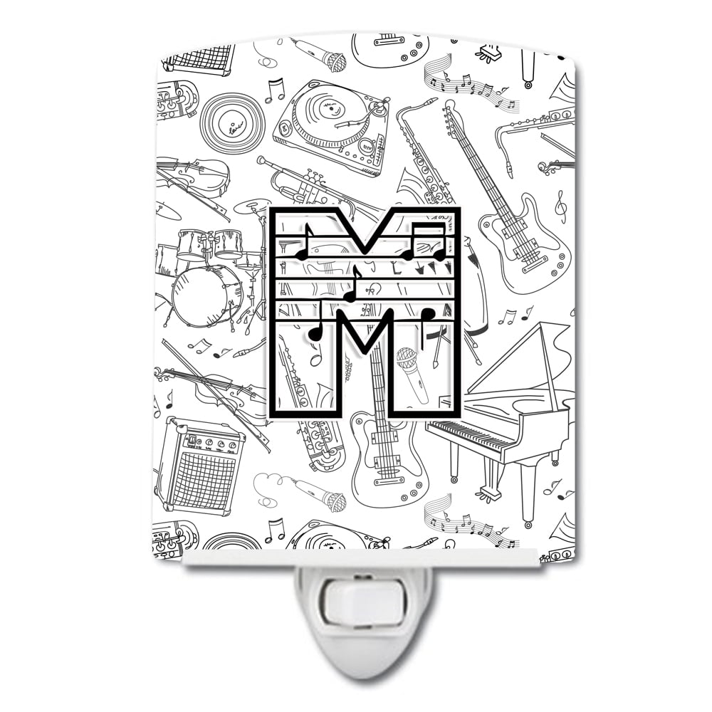 Letter M Musical Note Letters Ceramic Night Light