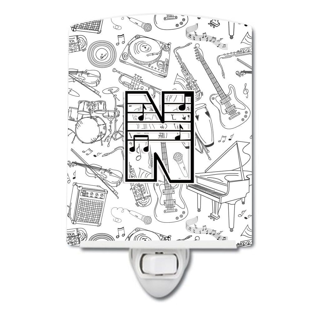 Letter N Musical Note Letters Ceramic Night Light