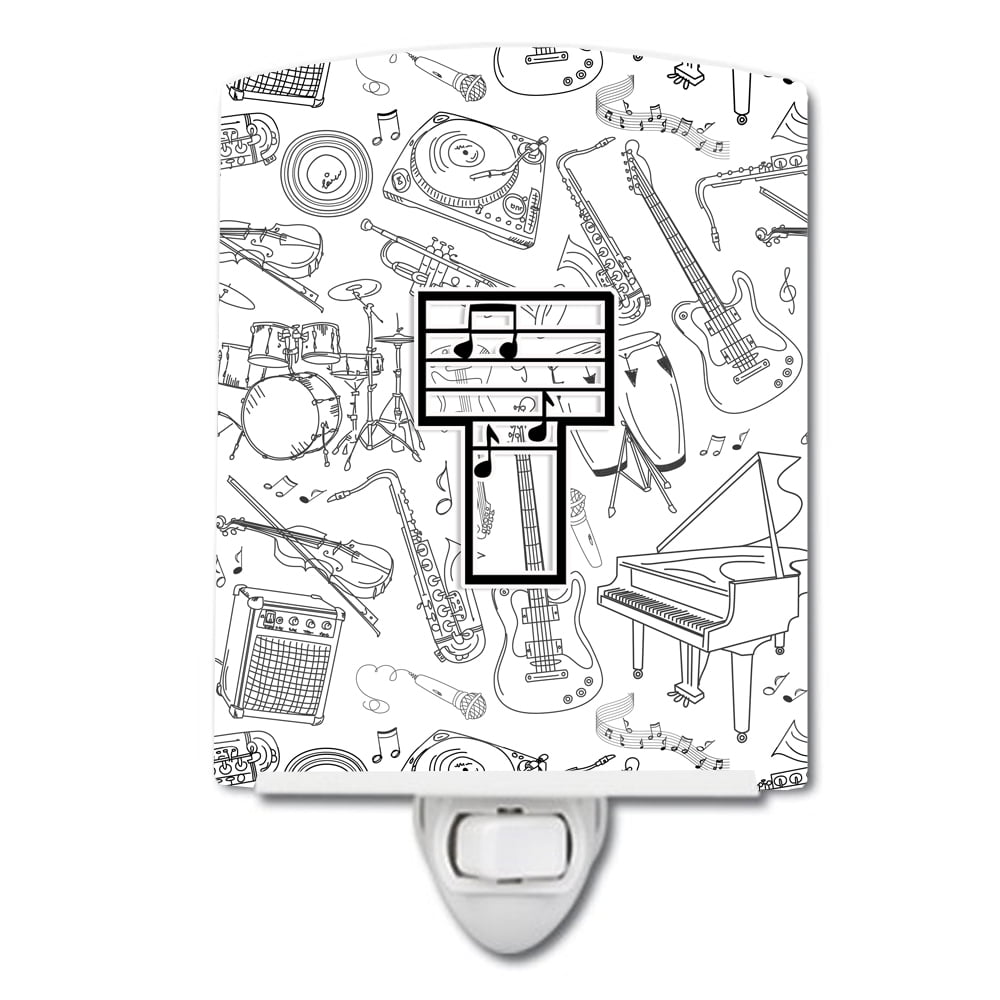 Letter T Musical Note Letters Ceramic Night Light