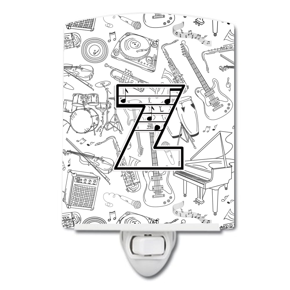 Letter Z Musical Note Letters Ceramic Night Light
