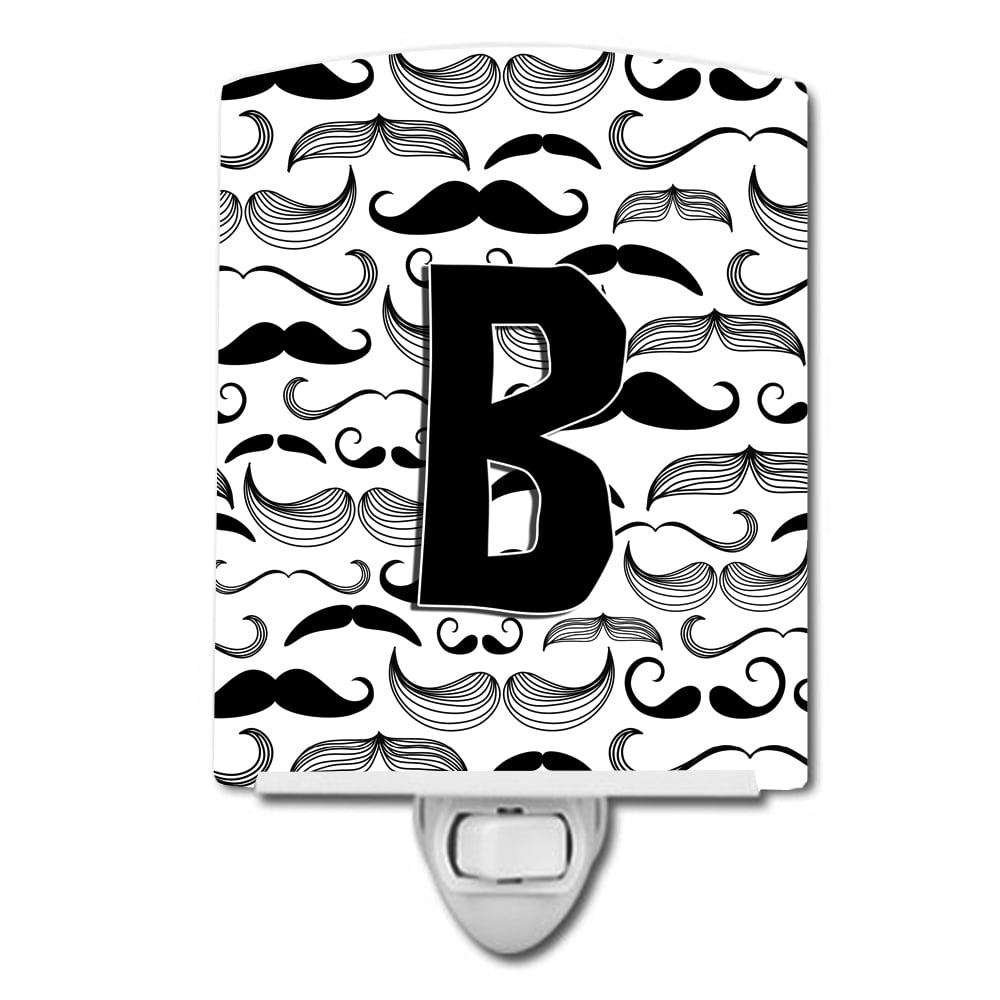 Letter B Moustache Initial Ceramic Night Light