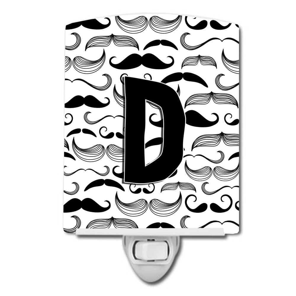 CJ2009-DCNL Letter D Moustache Initial Ceramic Night Light
