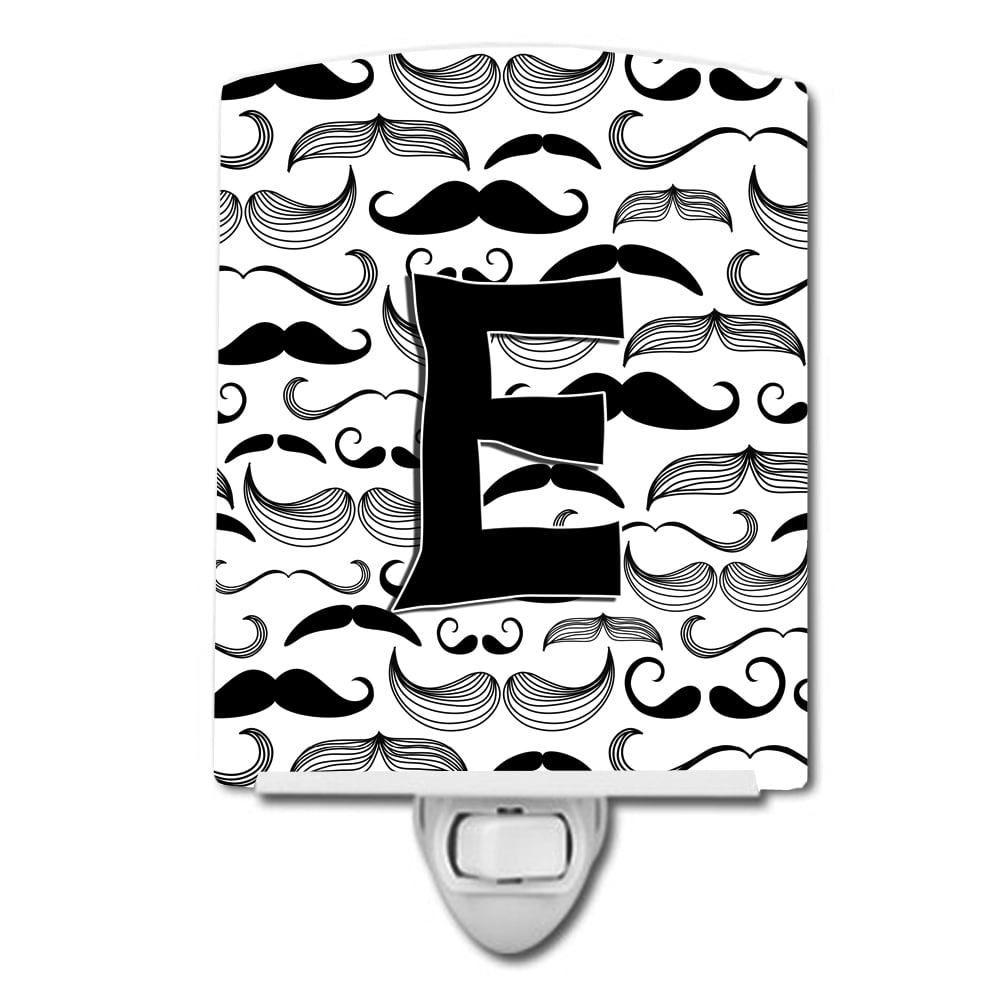 CJ2009-ECNL Letter E Moustache Initial Ceramic Night Light