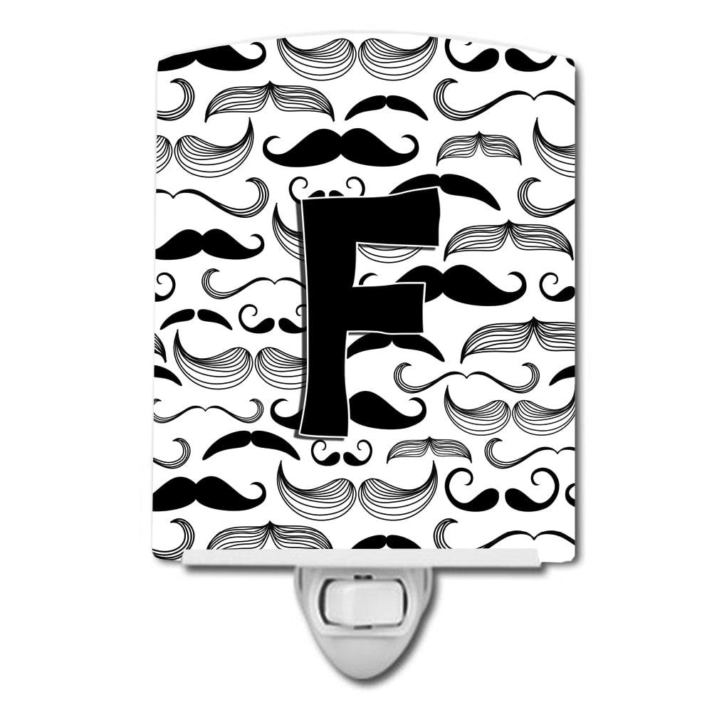 Letter F Moustache Initial Ceramic Night Light