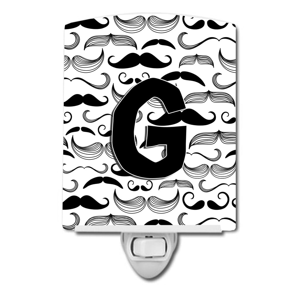 CJ2009-GCNL Letter G Moustache Initial Ceramic Night Light