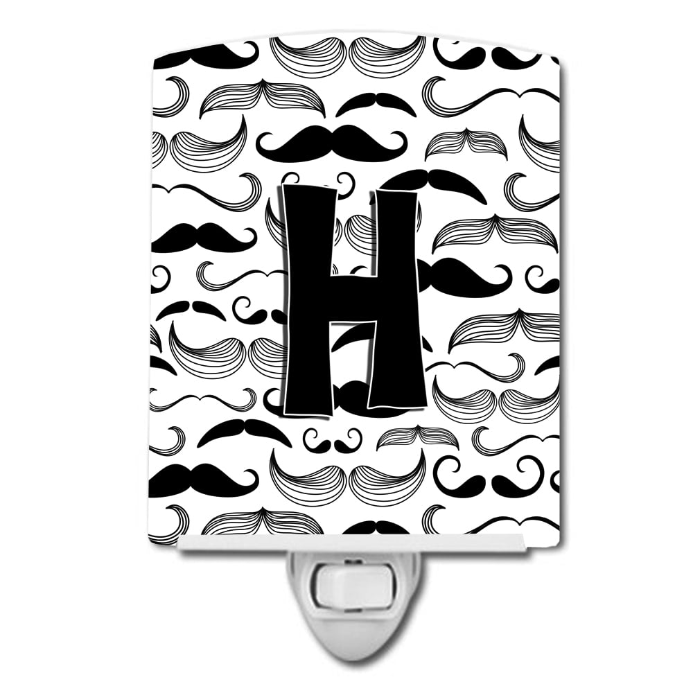 Letter H Moustache Initial Ceramic Night Light