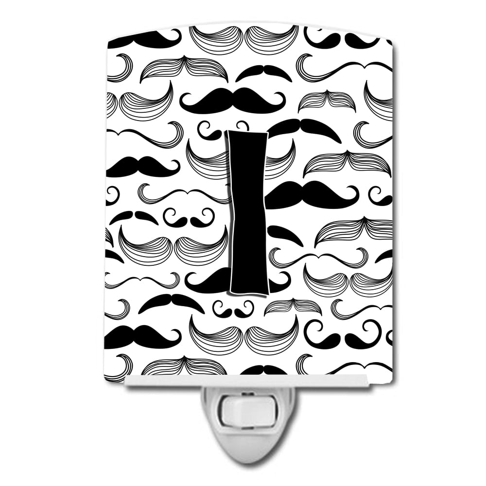 CJ2009-ICNL Letter I Moustache Initial Ceramic Night Light