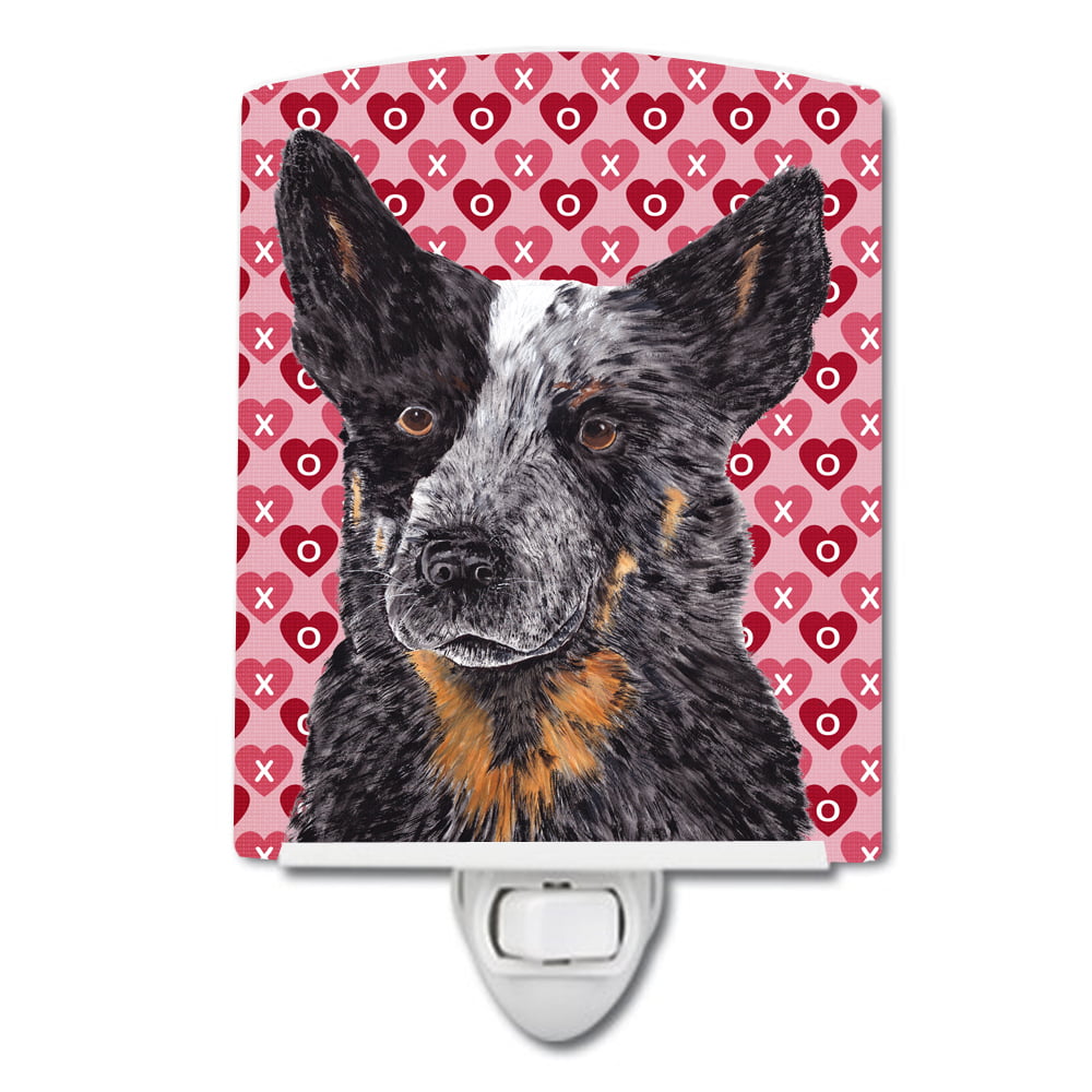 Australian Cattle Dog Hearts Love Valentines Day Ceramic Night Light