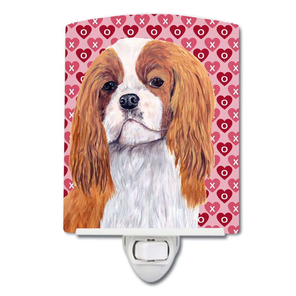 Cavalier Spaniel Hearts Love & Valentines Day Portrait Ceramic Night Light