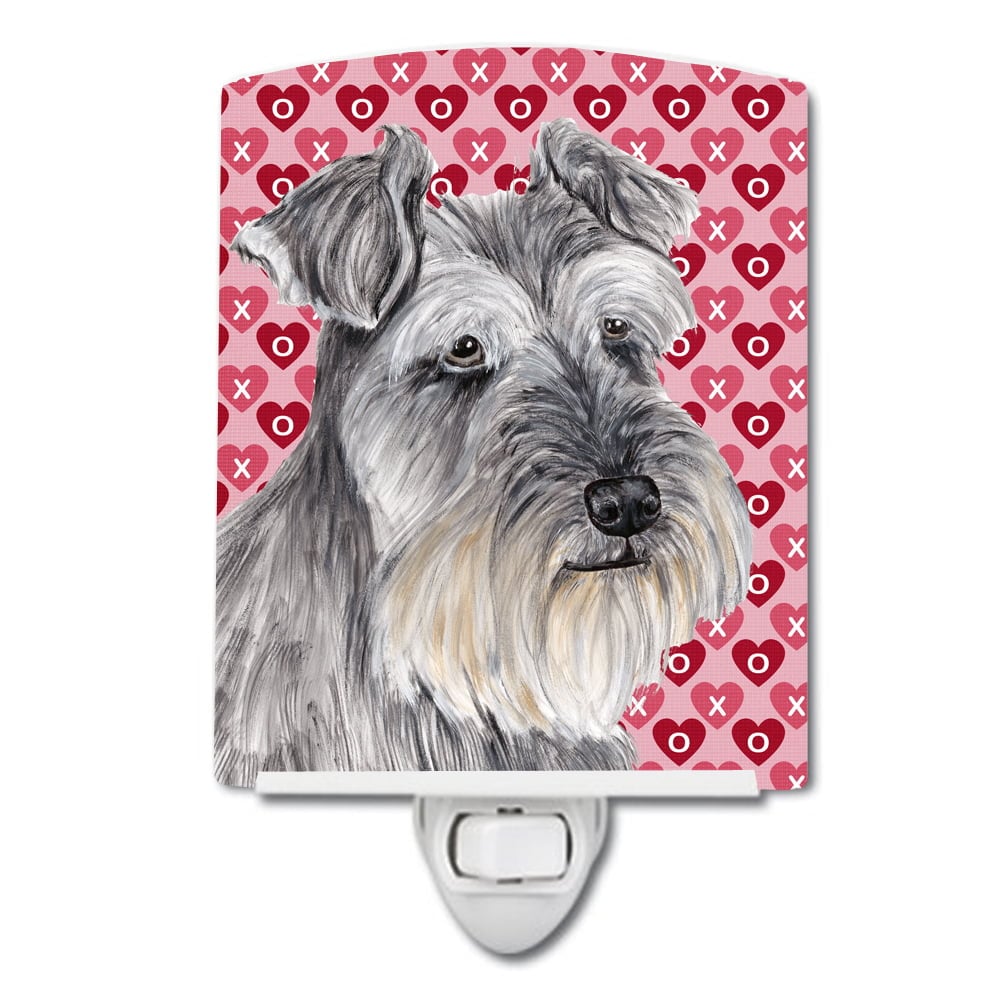 Schnauzer Hearts Love & Valentines Day Portrait Ceramic Night Light