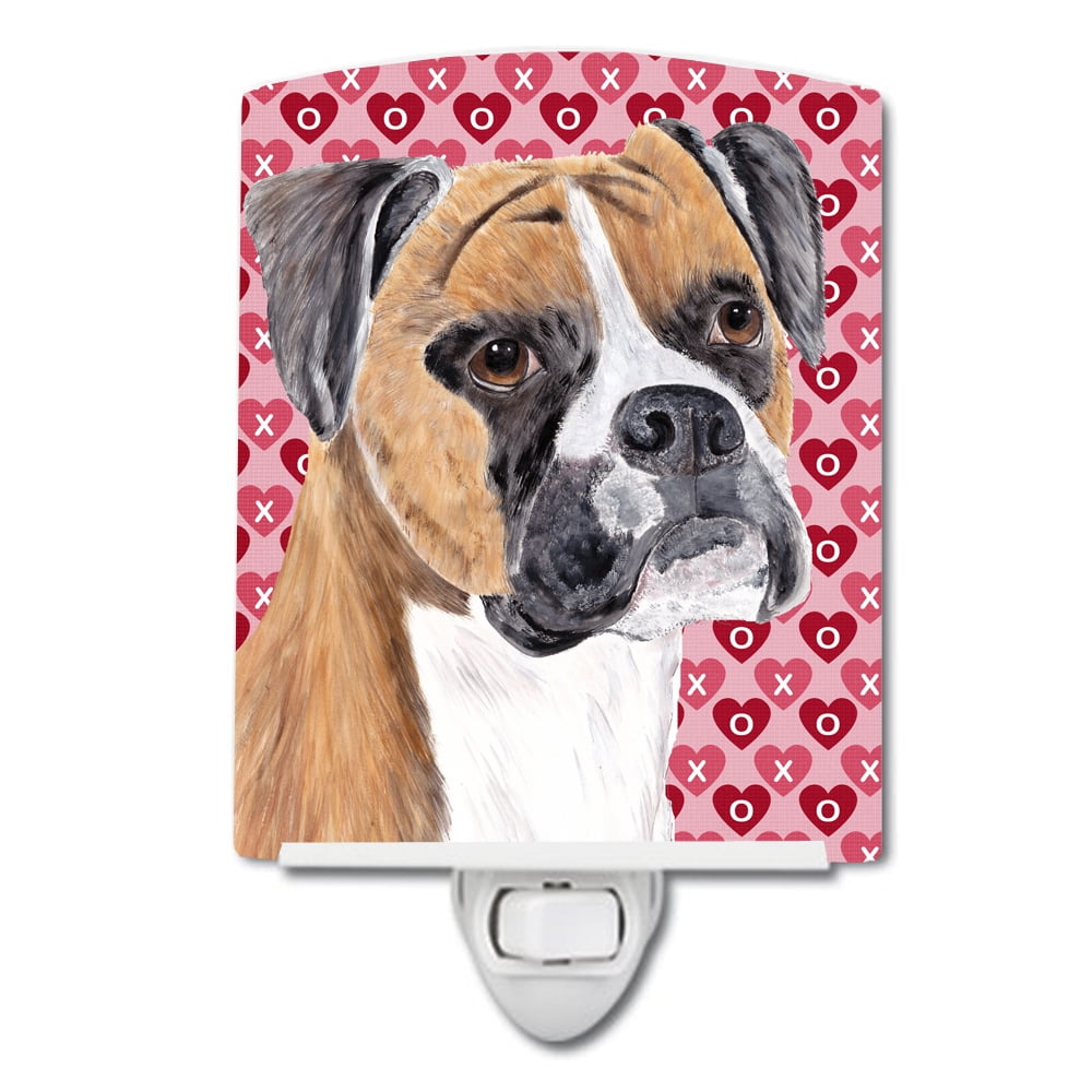 Boxer Hearts Love & Valentines Day Portrait Ceramic Night Light