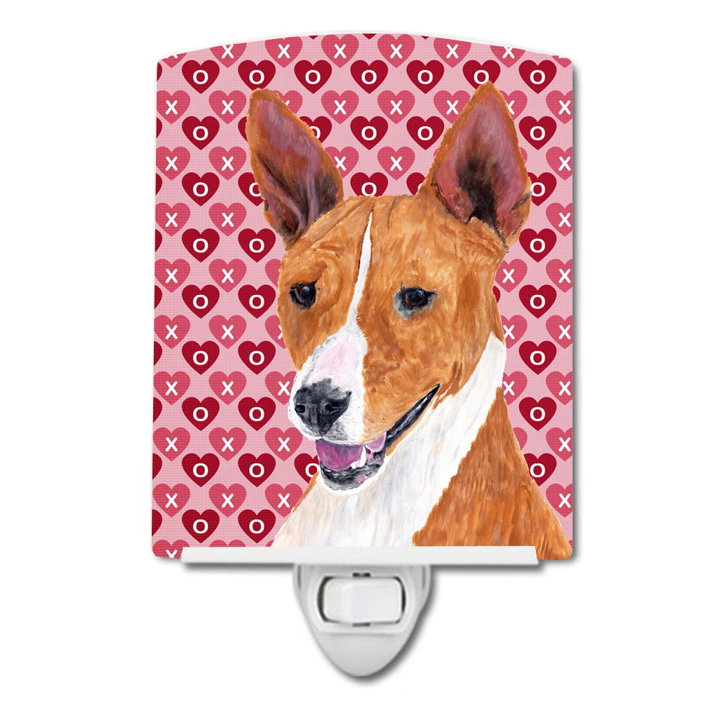 Basenji Hearts Love & Valentines Day Portrait Ceramic Night Light