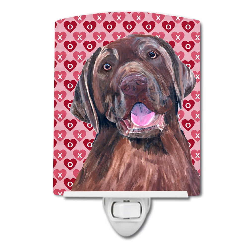 Labrador Chocolate Hearts Love Valentines Day Ceramic Night Light
