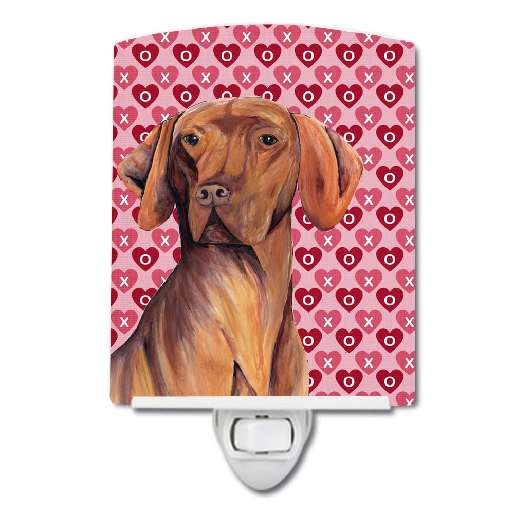 Vizsla Hearts Love & Valentines Day Portrait Ceramic Night Light