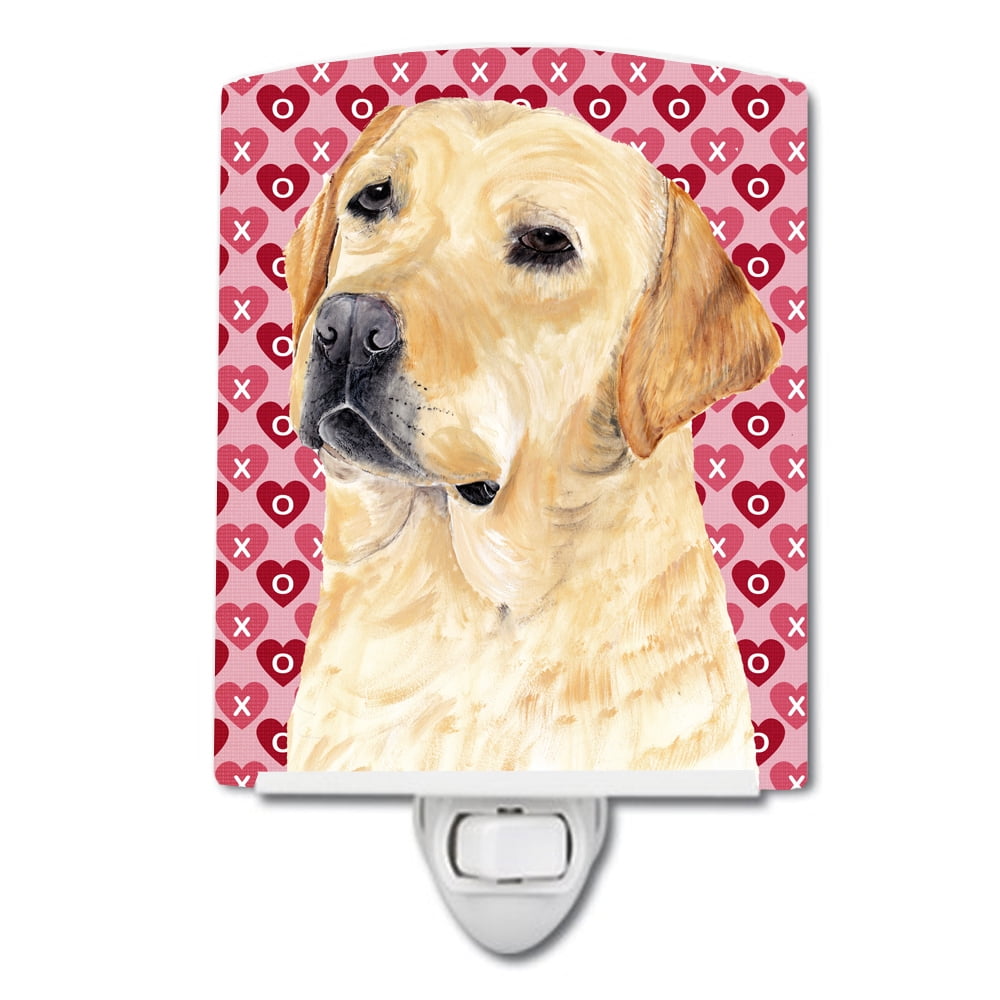 Labrador Yellow Hearts Love Valentines Day Ceramic Night Light