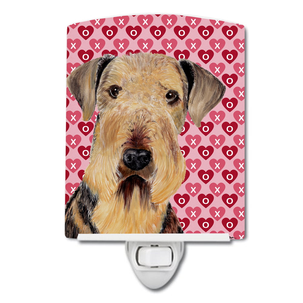 Airedale Hearts Love & Valentines Day Portrait Ceramic Night Light