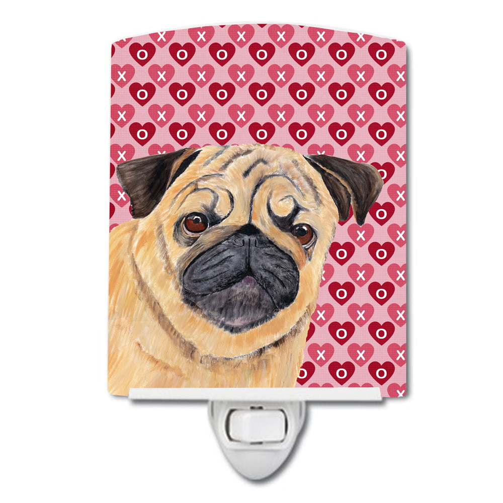 Pug Hearts Love & Valentines Day Portrait Ceramic Night Light