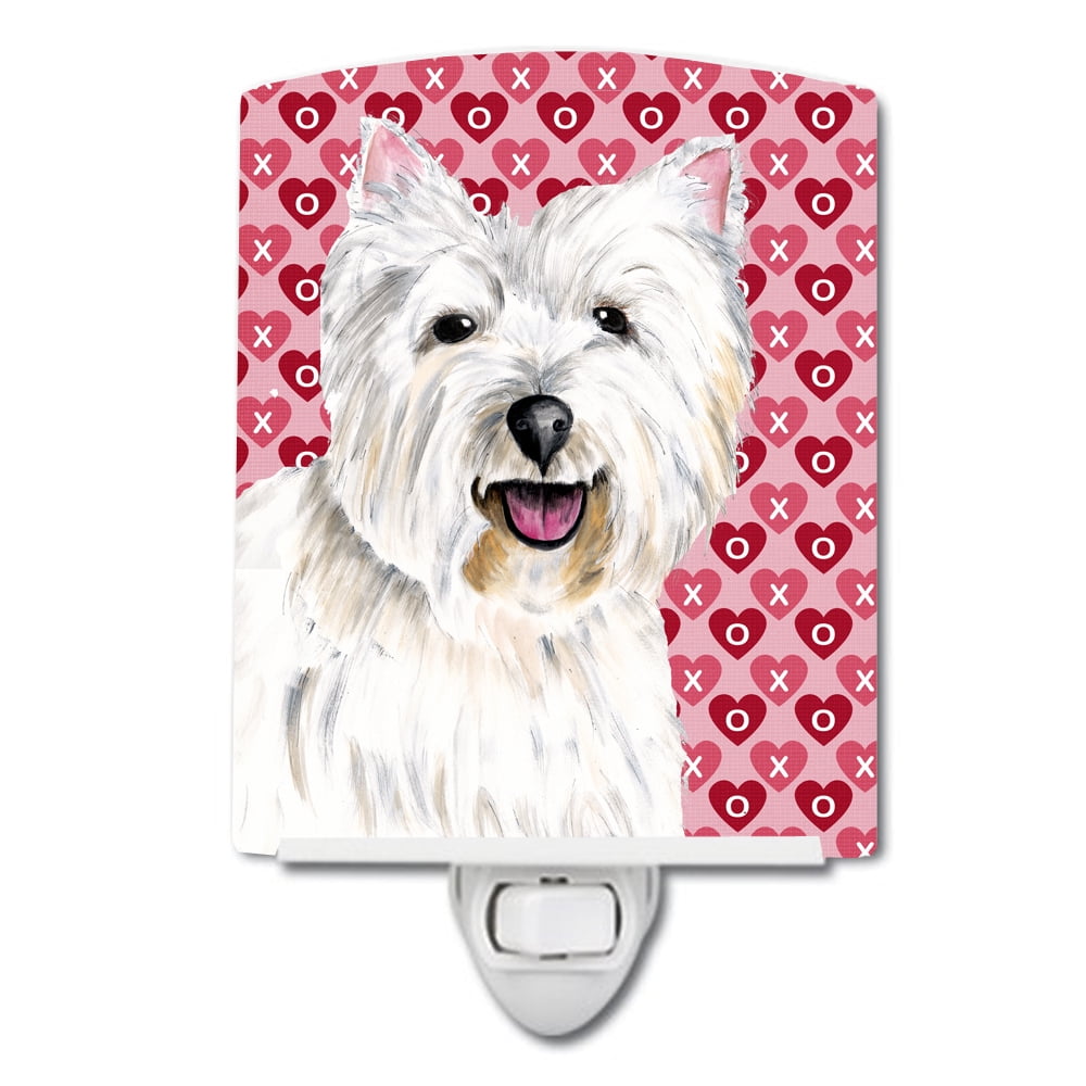 Westie Hearts Love & Valentines Day Portrait Ceramic Night Light