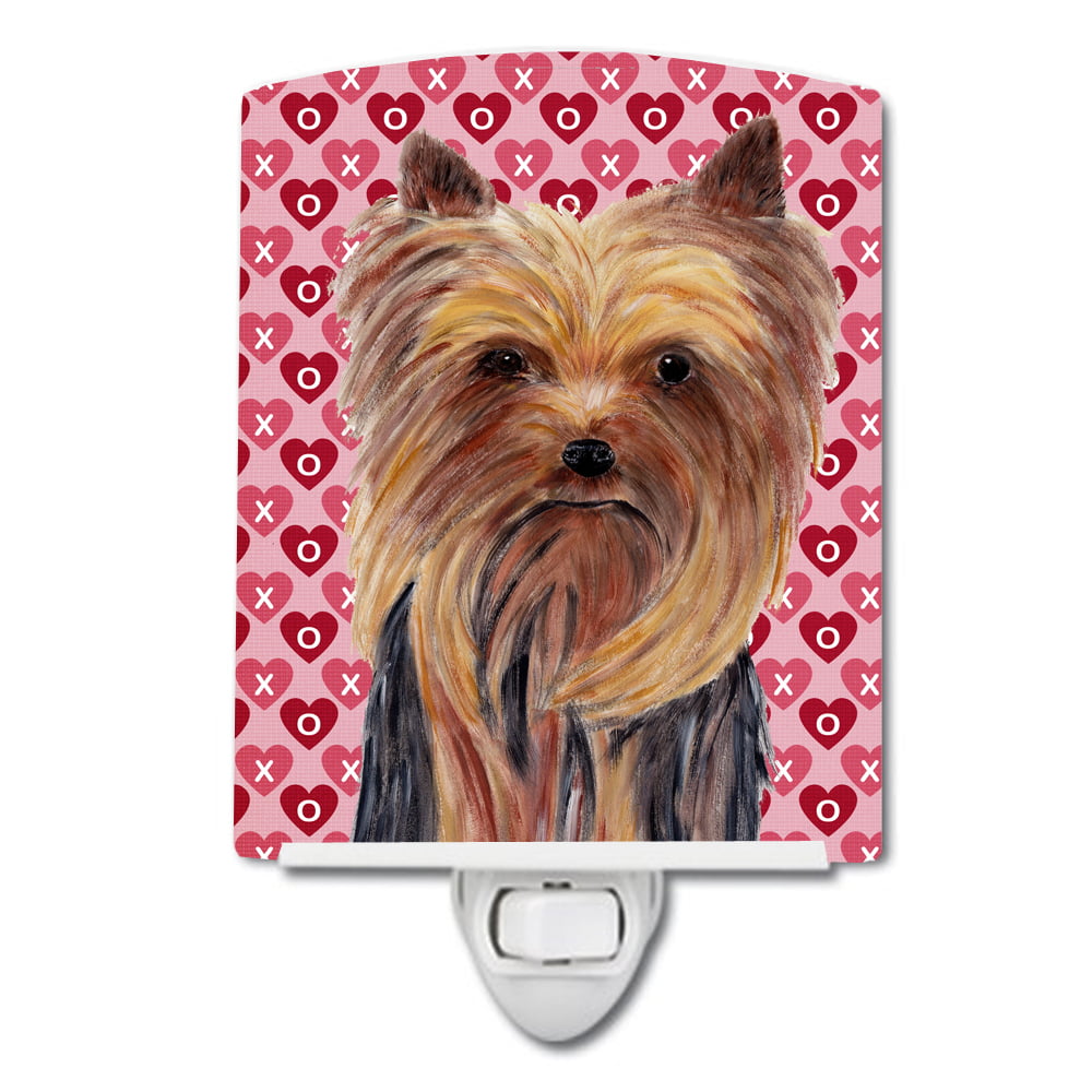 Yorkie Hearts Love & Valentines Day Portrait Ceramic Night Light