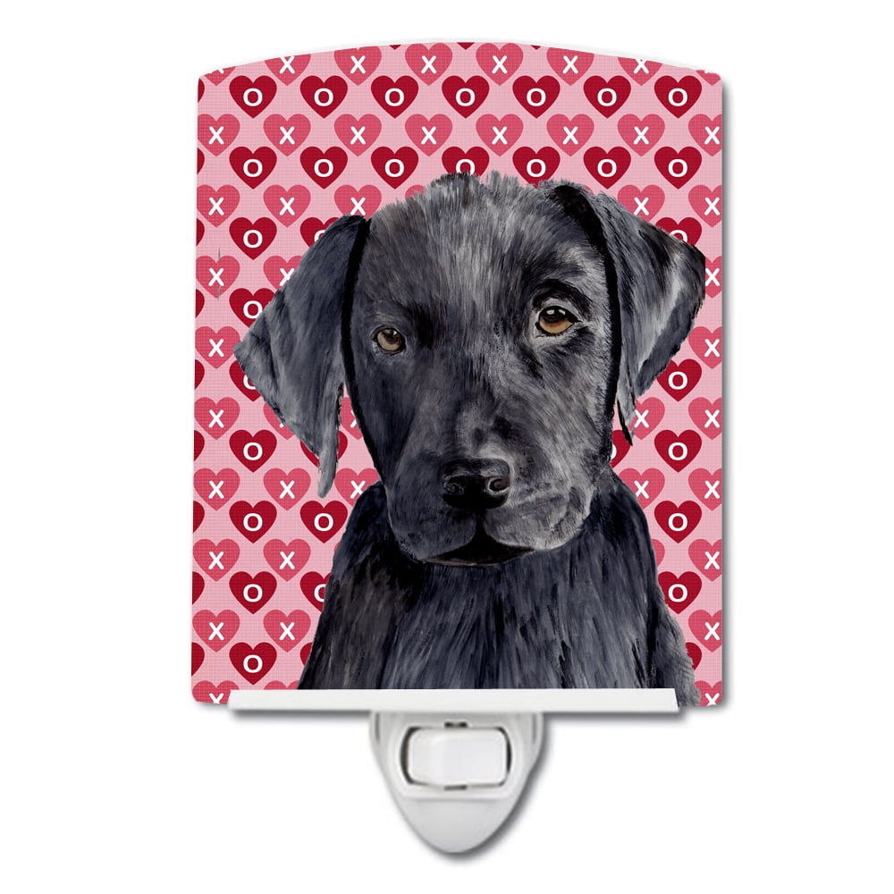 Labrador Black Hearts Love Valentines Day Ceramic Night Light